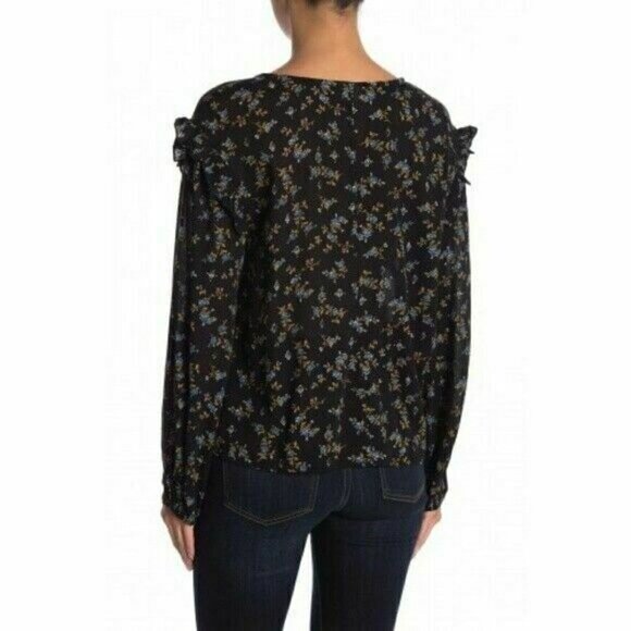 Abound Womens Black Floral Blouson Hi Low Top S - Picture 2 of 3